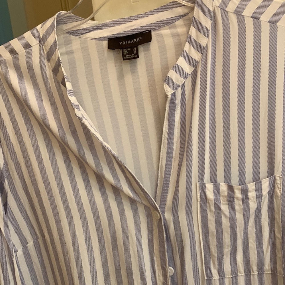 White and blue striped blouse! Button down.